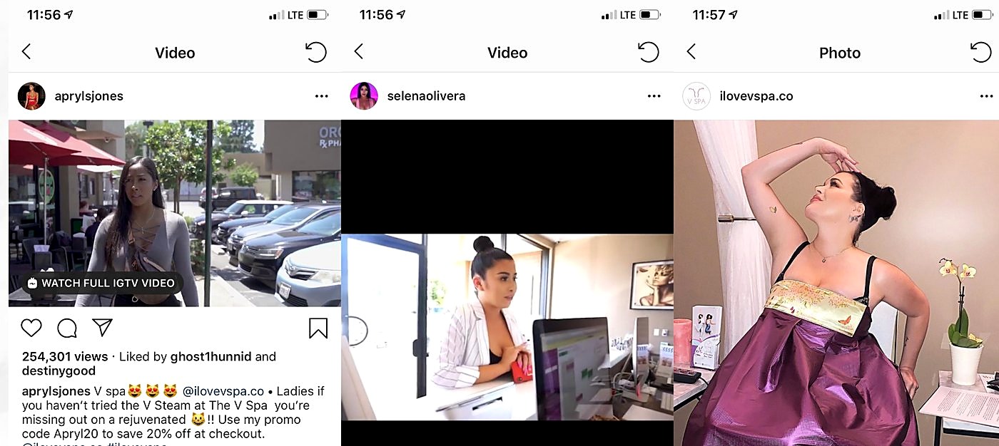 The V Spa influencer content